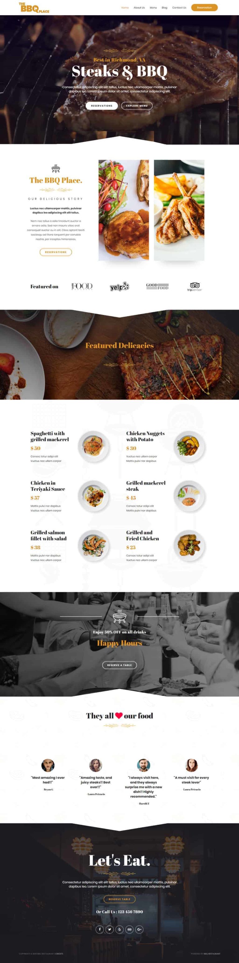Portfolio 66 restaurant barbecue site internet bbq grill