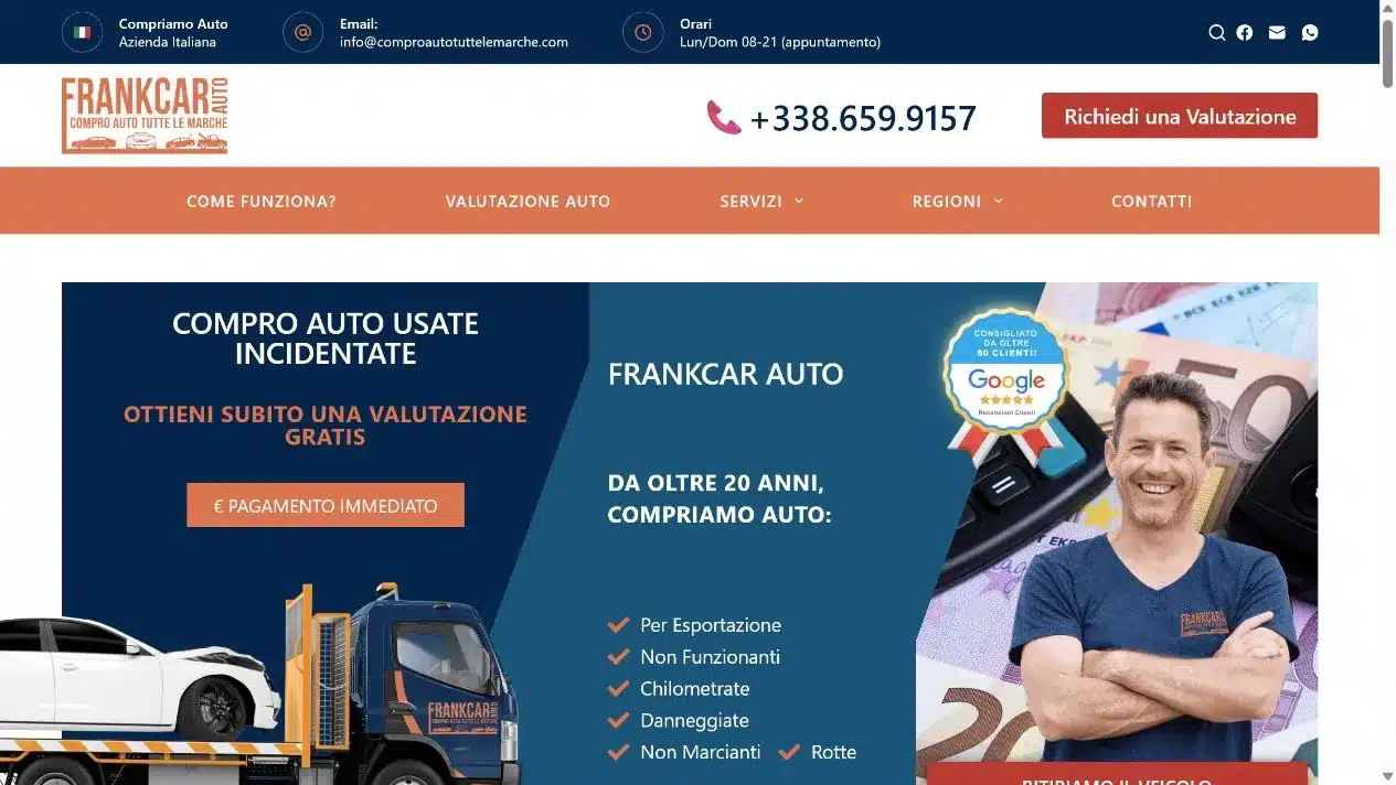 Presentazione del sito web FrankCar Auto